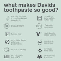 Thumbnail for Image 5 of Davids Fluoride Free Toothpaste Teeth Whitening SLS Free Spearmint 5.25oz