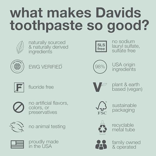 Image 5 of Davids Fluoride Free Toothpaste Whitening Herbal Citrus Mint 5.25oz