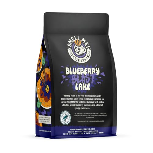 Image 2 of Bones Coffee Company Blueberry Blast Cake Flavored Coffee, Medium Roast, 12 Oz Ground