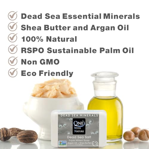 Image 4 of One With Nature Dead Sea Salt Soap Bar 4oz 3-Pack