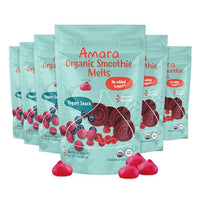 Thumbnail for Image 1 of Default Title for the product Amara Smoothie Melts - Beets n' Berries- Organic Baby Snacks w/ Fruits & Veggies - Plant Based Yogurt Melts - Healthy Toddler Snack - Activity Book Included - Enjoy From 10+ Mos - 6 Resealable Bags