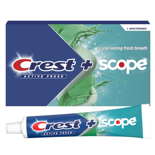 Image 1 of 5.5 Ounce (Pack of 4) for the product Crest Plus Scope Active Fresh Toothpaste 5.5 oz Pack of 4