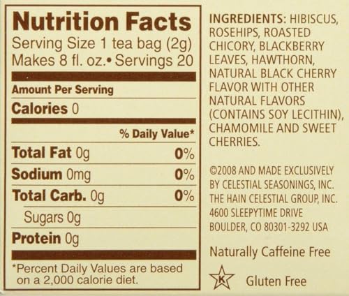 Image 2 of Celestial Seasonings Black Cherry Berry Tea Bags, 20 Count (Pack of 2)