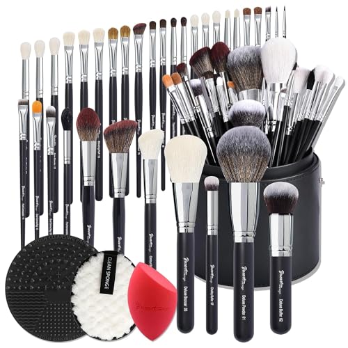 Image 1 of Default Title for the product Bueart Design 34Pcs PRO Makeup Brushes Set Real Goat Hair Horse (Black)