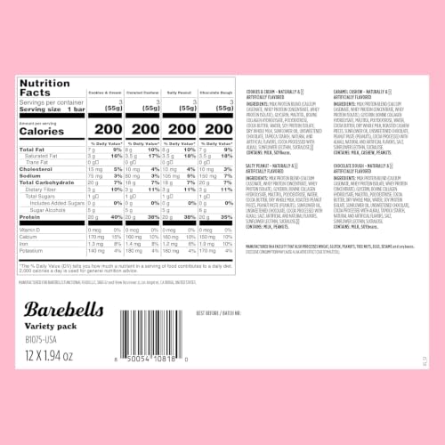 Image 2 of BAREBELLS Barebells Classics Protein Bars Variety Pack, 12 Bars, 20g Protein