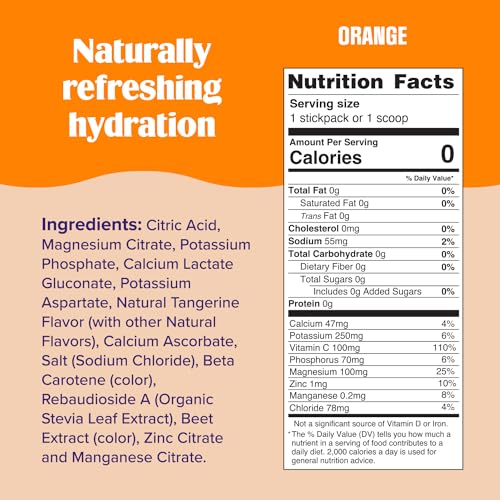 Image 3 of Ultima Replenisher Electrolyte Powder Drink Mix Bundle ? Sugar Free ? Orange, 30 Serving Canister and 20 Stickpacks ? 6 Electrolytes and Minerals ? Keto Friendly, Vegan, Non-GMO