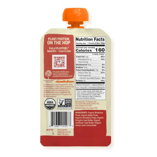 Image 2 of Pumpkin Tree Peter Rabbit Organics Playfuel with Plant Protein, Very Berry, 3.5 Ounce (Pack of 10)