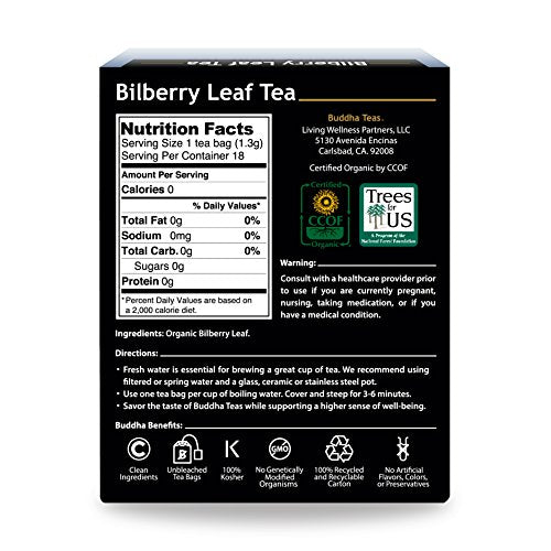 Image 2 of Buddha Teas Organic Bilberry Leaf Tea - Herbal Tea, Caffeine Free