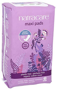 Thumbnail for Image 2 of natracare Natural Traditional Style Night Time Maxi Pads, Individually Wrapped, Without Wings in Plant-Based Bag (1 Pack, 10 Pads Total)