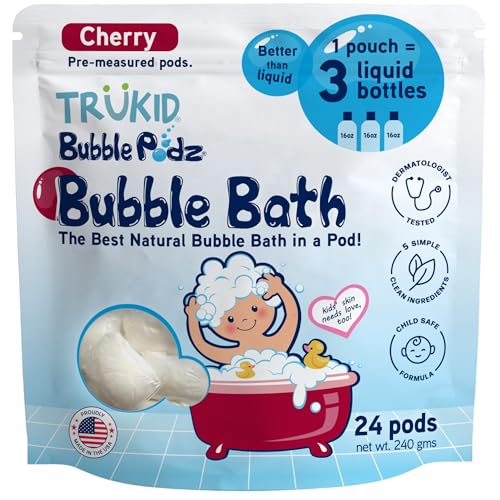 Image 14 of Cherry / 24 Count (Pack of 1) for the product TruKid Bubble Podz Bubble Bath for Kids, Toddlers, & Babies