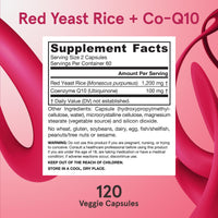 Thumbnail for Jarrow Formulas Red Yeast Rice 1200 mg & CoQ10 100 mg Per Serving - 120 Veggie Caps, 60 Servings - Herbal Heart Health Dietary Supplement - Supports Cardiovascular & Cellular Health - Vegan