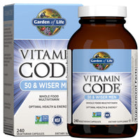 Thumbnail for Garden of Life Multivitamin for Men - Vitamin Code 50 & Wiser Men's Raw Whole Food Vitamin Supplement with Probiotics, Vegetarian, 240 Capsules