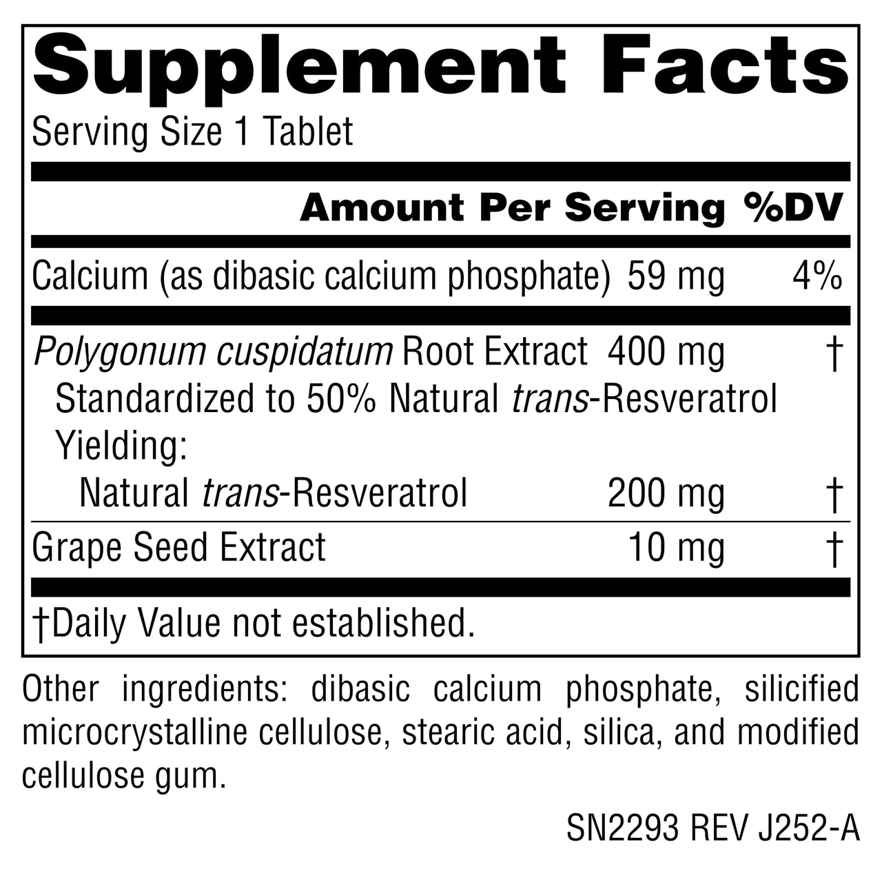 Source Naturals Resveratrol, for Heart and Healthy Aging* 200 mg - 60 Tablets