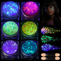 Thumbnail for Teenitor 6 Colors Glow in The Dark Glitter Gel, Face Glitter Gel, Body Glitter Hair Glitter for Carnival Makeup UV Black Light Party Cheer Raves Festivals