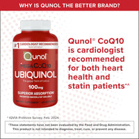 Thumbnail for Qunol Mega Ubiquinol 100mg CoQ10, Superior Absorption, Patented Water and Fat Soluble Natural Supplement Form of Coenzyme Q10, Antioxidant for Heart Health, 100 Count Softgels