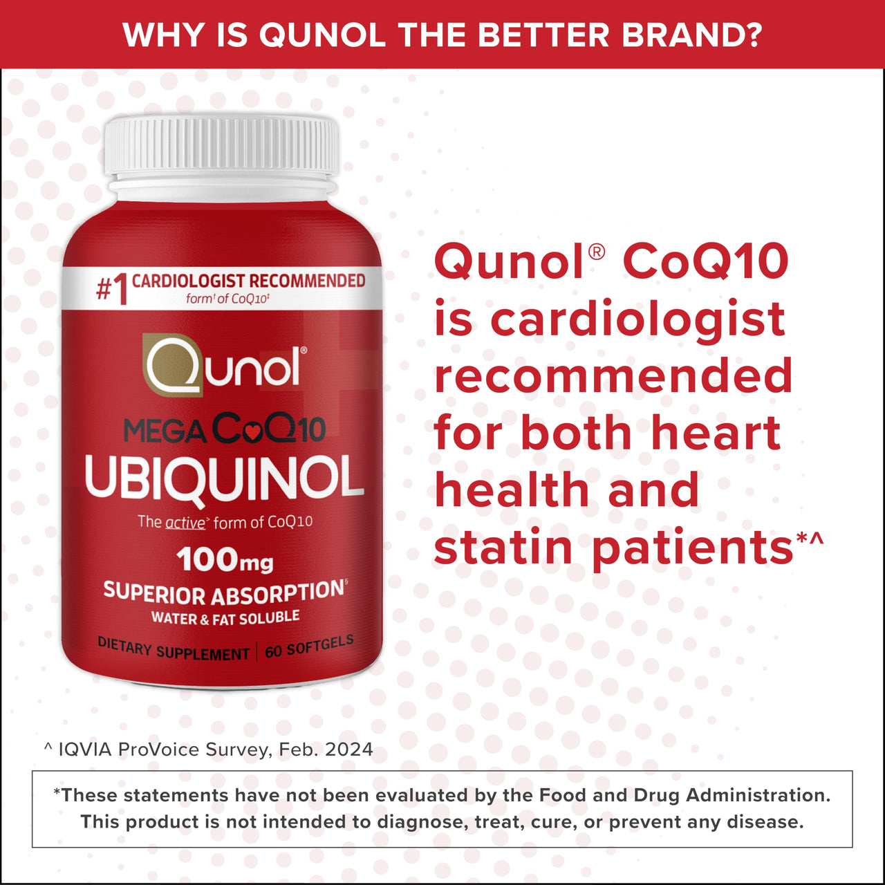 Qunol Ubiquinol CoQ10 100mg Softgels, Qunol Mega Ubiquinol 100mg - Superior Absorption - Active form of Coenzyme Q10 for Heart Health - 2 Month Supply - 60 Count