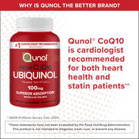 Thumbnail for Qunol Ubiquinol CoQ10 100mg Softgels, Qunol Mega Ubiquinol 100mg - Superior Absorption - Active form of Coenzyme Q10 for Heart Health - 2 Month Supply - 60 Count