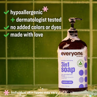 Thumbnail for Everyone 3-in-1 Soap, Body Wash, Bubble Bath, Shampoo, 32 Ounce (Pack of 2), Lavender and Aloe, made with Essential Oils for Men and Women