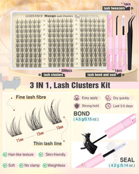 Thumbnail for Natural Lash Clusters Kit Wispy Eyelash Clusters Fairy Cluster Eyelash Extensions Kit C Curl Lash Extension Kit Waterproof Individual Lashes (With Tweezers)