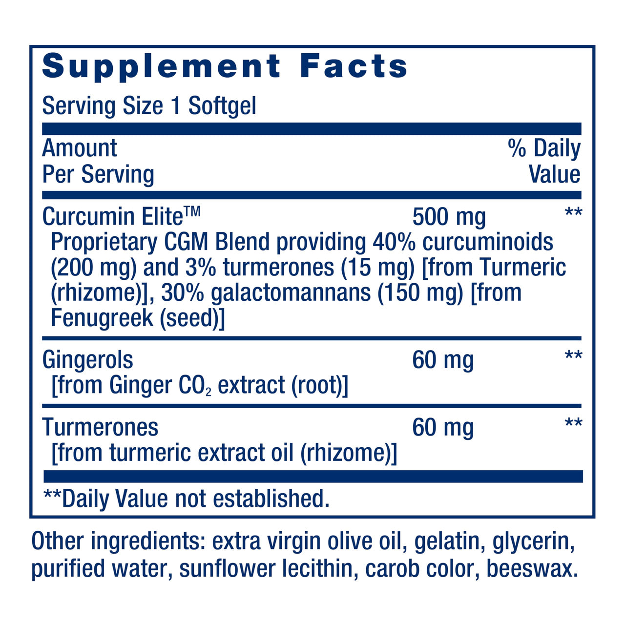 Life Extension Advanced Curcumin Elite Turmeric Extract, Ginger & Turmerones – for Inflammation Health Support and Cardiovascular & Brain Health – Gluten-Free, Non-GMO – 30 Softgels