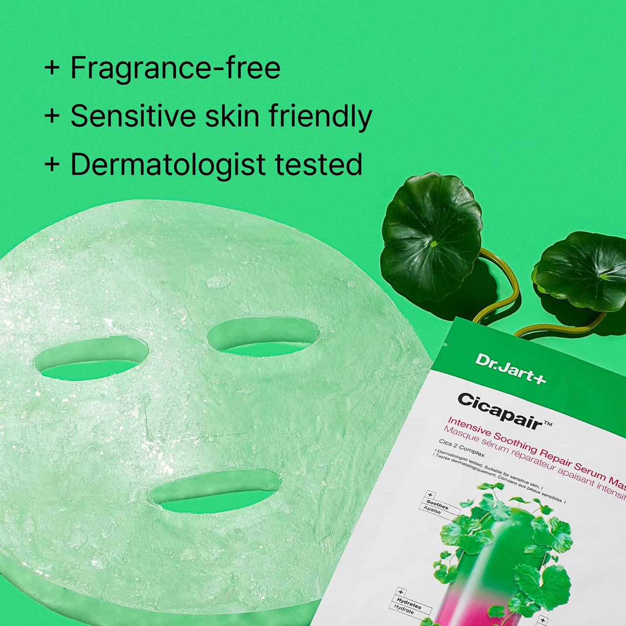 Dr.Jart+ Cicapair Sensitive Skin Serum Korean Face Mask for Redness with Centella Asiatica | Sheet Mask | Korean Skin Care | Travel Size, 1 Pack