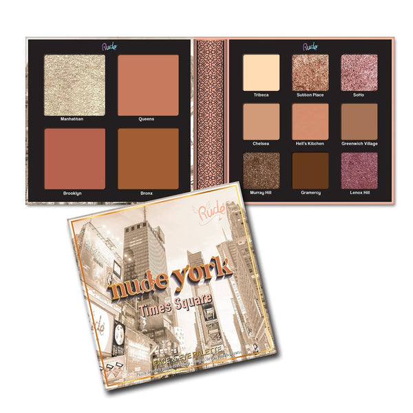 Nude Orleans Face & Eye Palette – 9 Eyeshadows, 4 Face Shades for Blush, Bronzer & Highlighter | All-in-One Natural Glam Palette | Vegan, Cruelty-Free, Paraben-Free Makeup