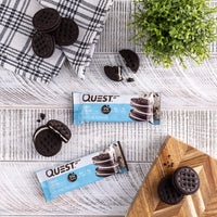 Thumbnail for Quest Nutrition Cookies & Cream Protein Bars, 21g Protein, 1g Sugar, 4g Net Carb, High Fiber, Gluten Free, Keto Friendly, 12 Count