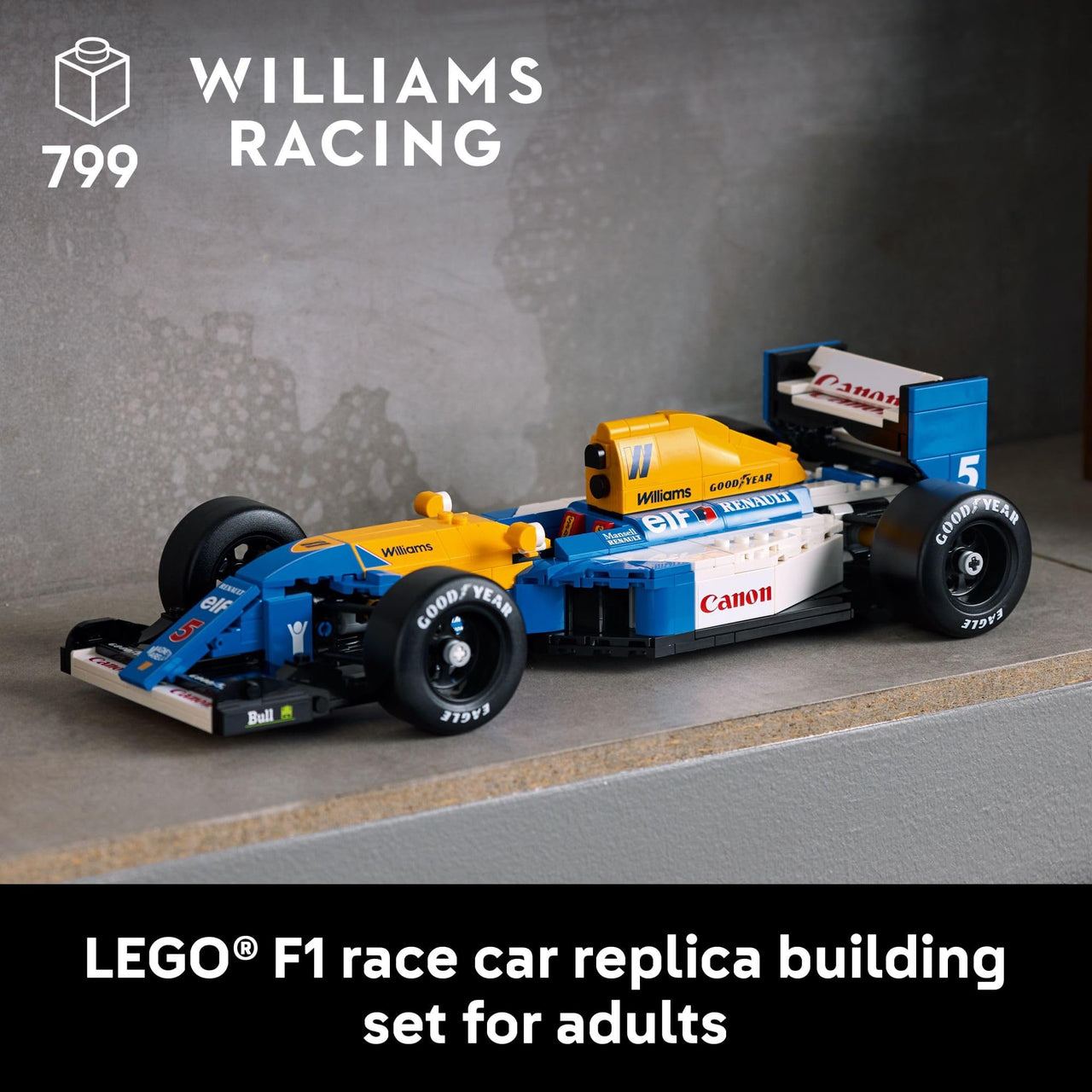 LEGO Icons Williams Racing FW14B & Nigel Mansell F1 Model Car Kit - Building Set for Adults, Ages 18+ - F1 DIY Craft for Display - Gifts for Birthdays - 10353