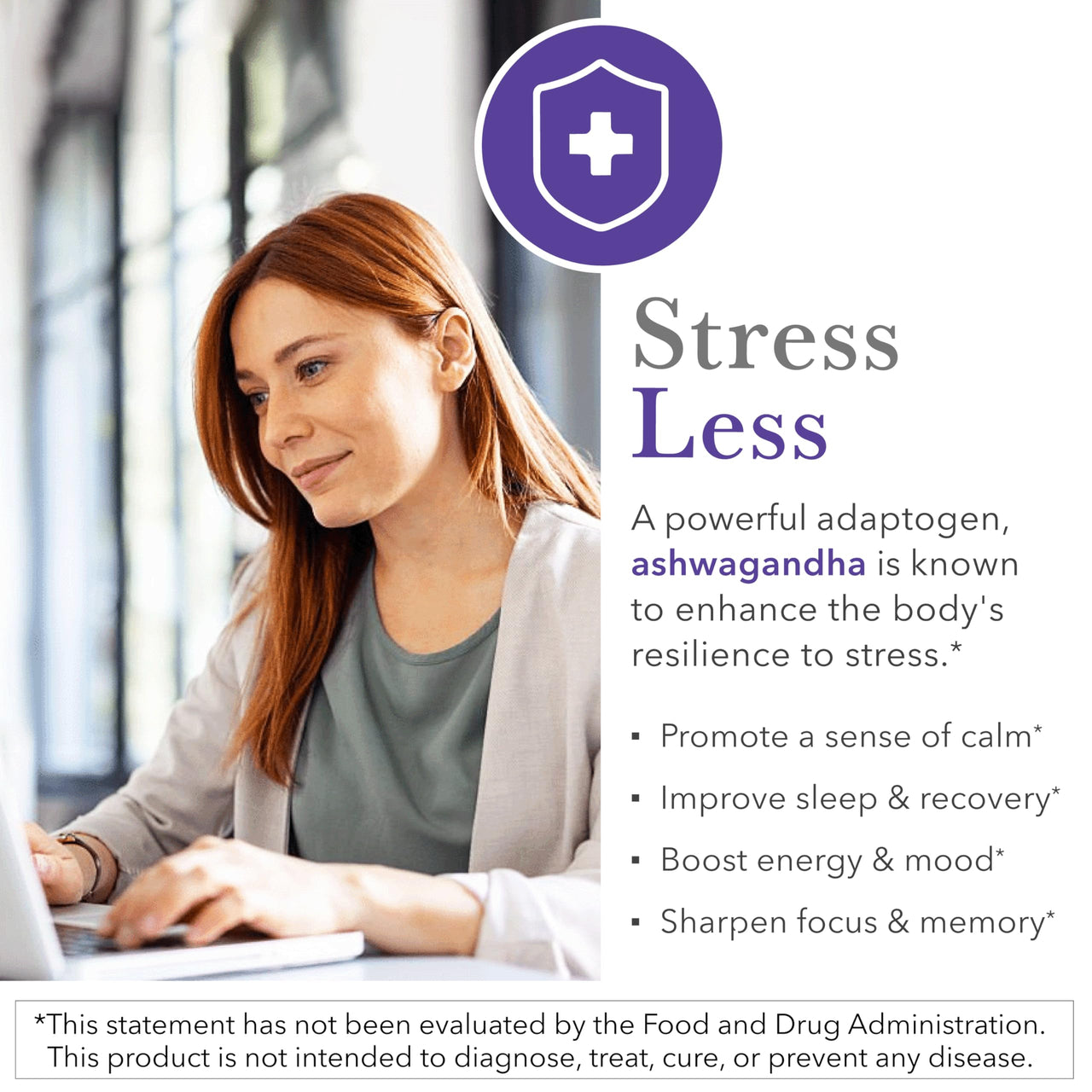 Kroeger Herbs, Ashwagandha Supplements for Stress and Mood Support, Herbal Adrenal Support Supplements for Men & Women, Pure Ashwagandha Root 450 mg, Non-GMO, Vegan, No Additives, Gluten Free