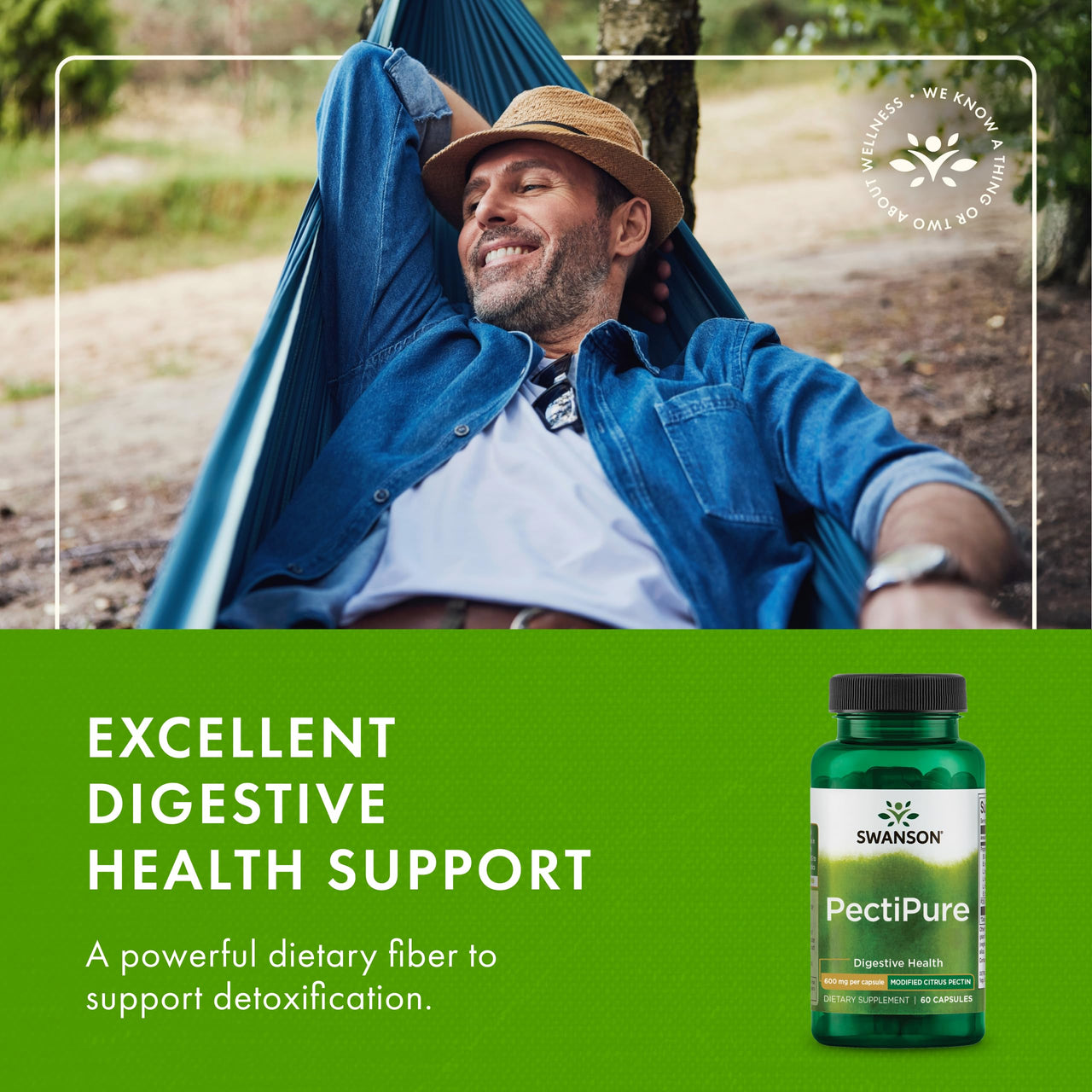 Swanson PectiPure Modified Citrus Pectin - Dietary Fiber for Cellular Health & Digestive Support* - Minimum of 82% Galacturonic Acid - Non-GMO - 60 Capsules