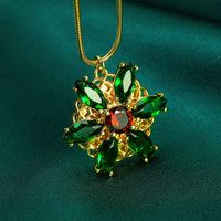 Thumbnail for Confede Anastasia Necklace-Lost Princess Inspired Together In Paris Emerald Stone Flower Necklace for Women, Green