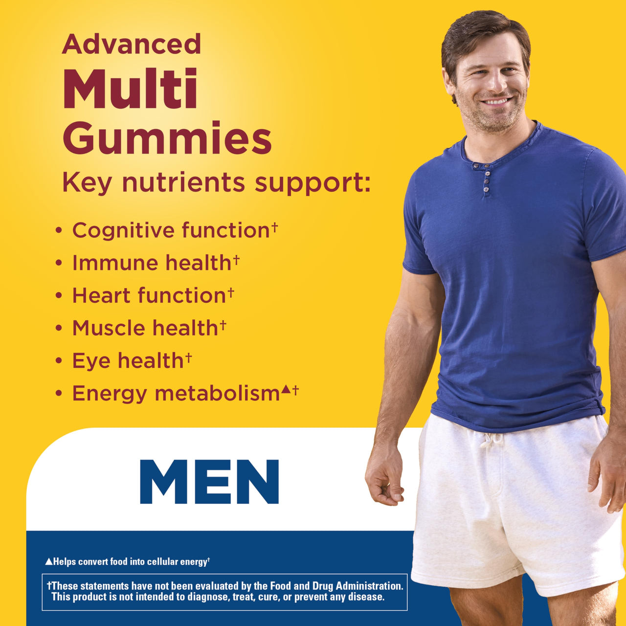 Nature Made Advanced Multivitamin Gummies for Him, Mens Multivitamin Gummies with Magnesium Citrate, Calcium & B Vitamins, Daily Support, 90 Gummies, 30 Day Supply