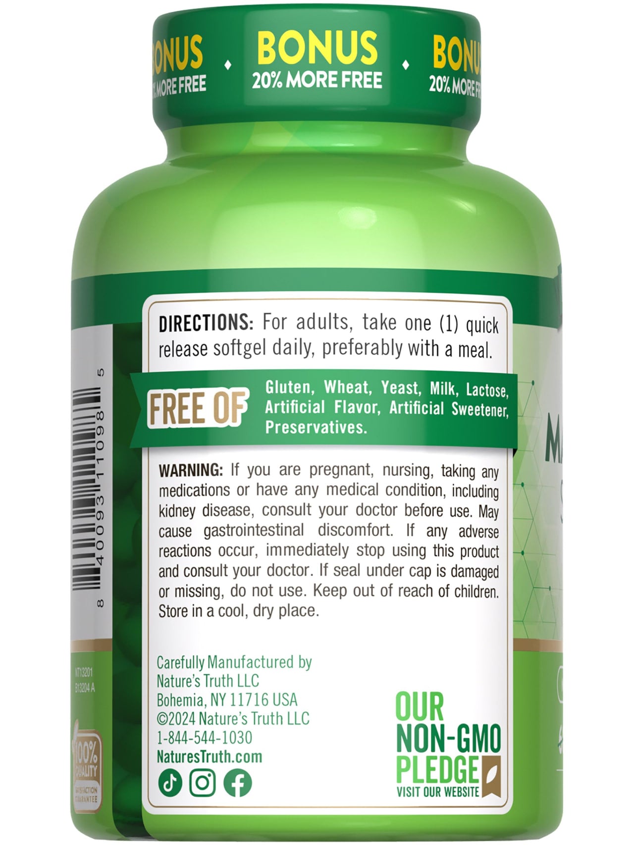 Nature's Truth Magnesium | 400mg | 72 Softgels | Value Size | Extra Strength | from Magnesium Oxide | Non-GMO and Gluten Free Supplement