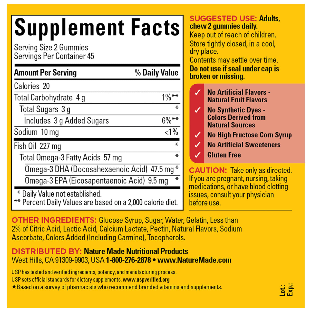 Nature Made Fish Oil Omega 3 Gummies, Omega 3 Fish Oil Supplements, Healthy Heart Support, 90 Gummies, 45 Day Supply