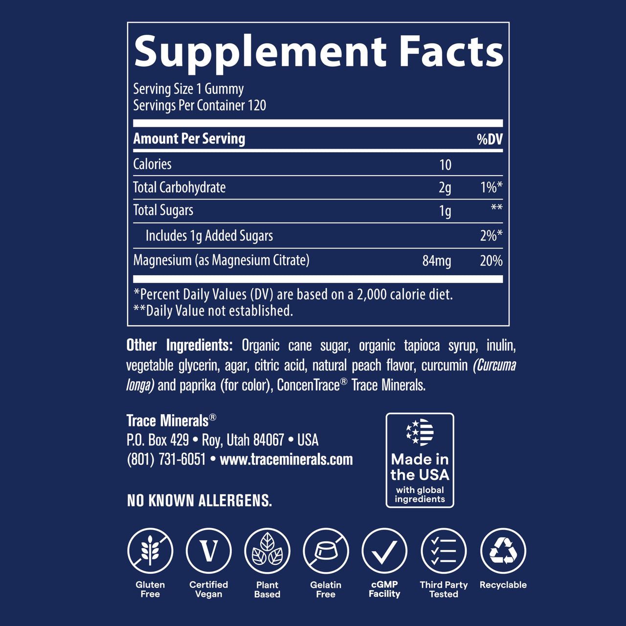 Trace Minerals Magnesium Gummies -Supports a Calm Mindset - Magnesium Chewables for Kids & Adults - Bone, Digestion, Heart Health & Immune Support - Tangerine Flavor - 120 Count (120 Servings)