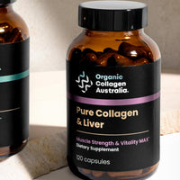 Thumbnail for Organic Collagen Australia Pure Collagen & Liver Capsules – Muscle Strength & Vitality with Hydrolyzed Collagen, Grass-Fed Liver, and Vitamin B12 – 120 Capsules