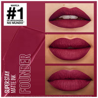 Thumbnail for Maybelline Super Stay Matte Ink Liquid Lipstick Makeup, Long Lasting High Impact Color, Up to 16H Wear, Founder, Cranberry Red, 1 Count, Packaging May Vary