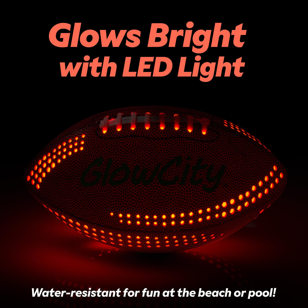 GlowCity LED PU Football with Air Pump - Size 6 - Brown