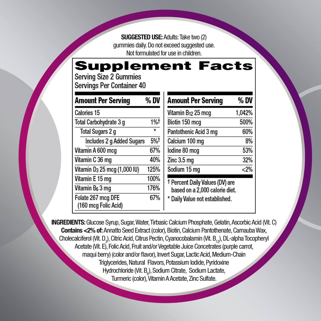 Centrum MultiGummies for Women 50 Plus, Multivitamin/Multimineral Supplement with Vitamins D3, E, B6, and B12, Assorted Fruit Flavor - 140 Count