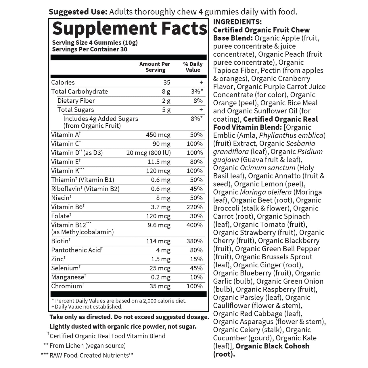 Garden of Life Organics Women 40+ Gummy Vitamins - Berry - Certified Organic, Non-GMO, Vegan, Kosher Complete Multi - Methyl B12, C & D3 - Gluten, Soy & Dairy Free, 120 Real Fruit Gummies