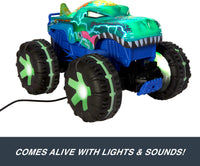Thumbnail for Hot Wheels Monster Trucks 1:15 Scale Mega-Wrex Alive Battery-Powered RC Vehicle with Lights & Sounds