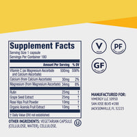 Thumbnail for Vimergy Micro-C® Vitamin C Capsules – 500mg per Capsule, Supports Immune Health*, Promotes Collagen Production, Supports Healthy Bones*, Kosher, Vegan & Gluten-Free, Regular Size 180 Capsules