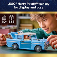 Thumbnail for LEGO Harry Potter Enchanted Flying Ford Anglia Car Building Toy for Boys & Girls - Book Shelf & Bedroom Decor for Ages 14+ - W/Harry, Ron, & Hedwig Minifigures - Gift Idea for Birthdays - 76470