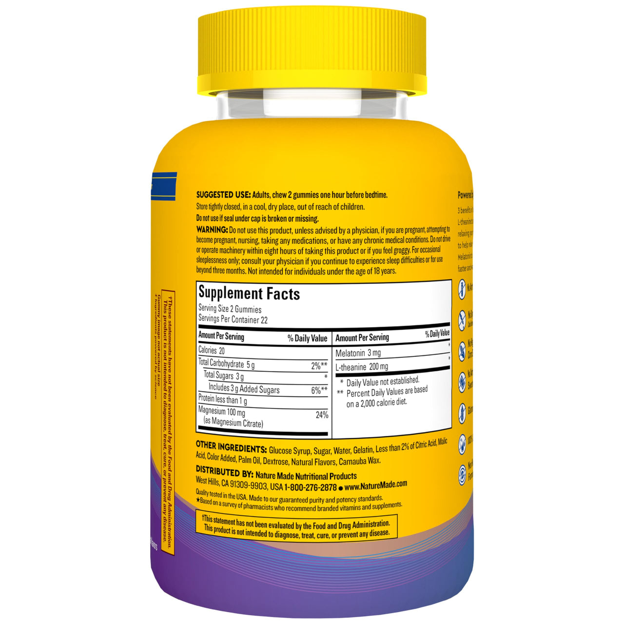 Nature Made Wellblends Sleep and Recover, Sleep Aid with Melatonin 3mg to Support Restful Sleep, plus L theanine 200mg and Magnesium Citrate, 44 Gummies