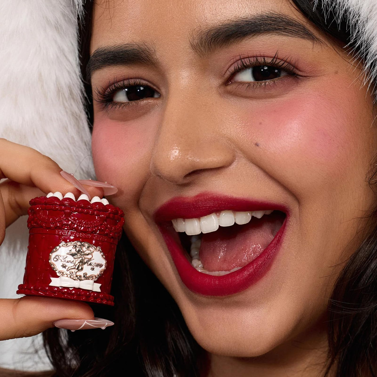 Flower Knows Strawberry Cupid Cake Lip Cream,Velvety-Smooth Matte Liquid Lipstick,Hydrating,Smudge-proof & Stain-Free Lip Stain(V08 Cranberry,0.17 Fl Oz)