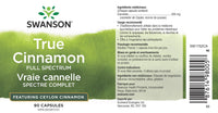 Thumbnail for Swanson Full Spectrum True Cinnamon - Herbal Supplement - (120 Capsules, 300mg Each)