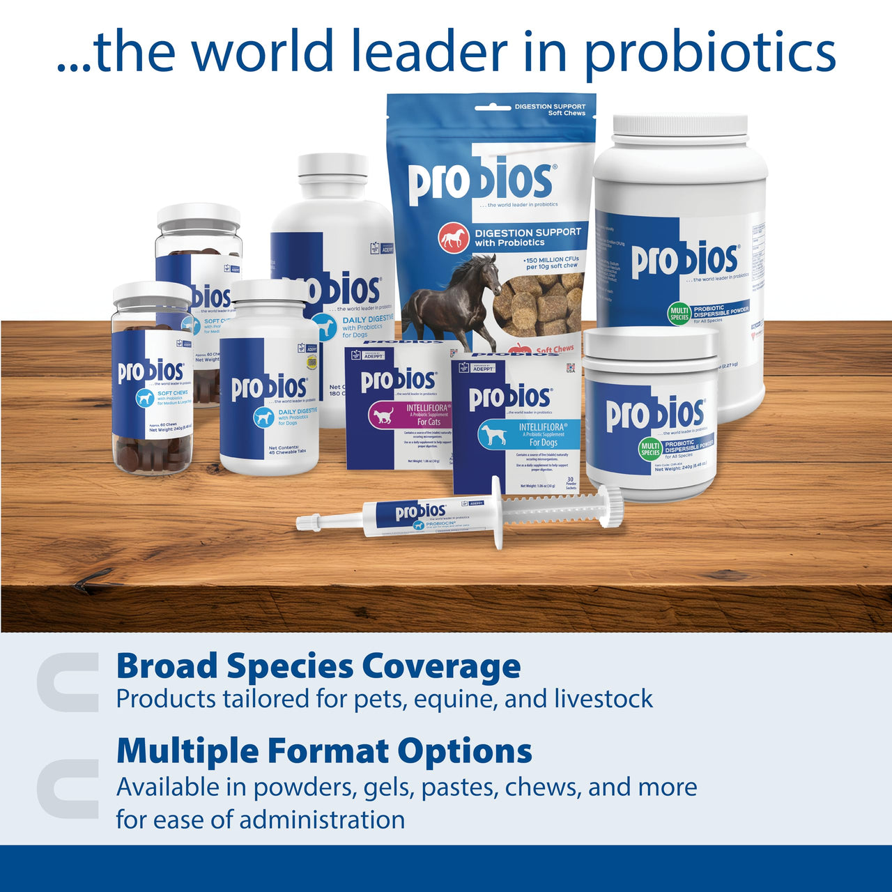 Probios Digestive Support Probiotic for All Species, Probiotics for Gut Health, Dispersible Powder, 5 lbs
