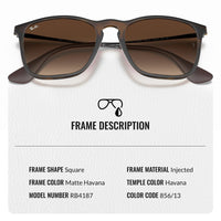 Thumbnail for Ray-Ban RB4187 CHRIS Square Shape Sunglasses With Eyewear Kit Bundle - High Bridge Fit - Ideal Formal and Casual Wear Square Sunglasses
