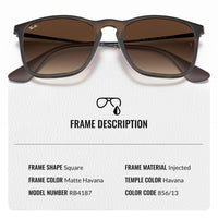 Thumbnail for Ray-Ban RB4187 CHRIS Square Shaped Non-Polarized Sunglasses for Men – Includes Official RAYBAN Eyewear Kit – Ideal Formal & Casual Wear Sunglasses – Brown Gradient Lens