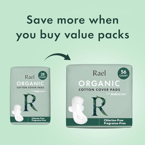 Image 5 of Rael Organic Cotton Cover Sanitary Pads for Women, Heavy (Large, 24 Ct)